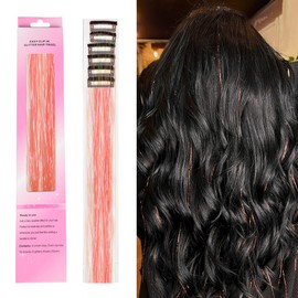 Clip in Hair Tinsel Kit Pack of 6 Pcs 19.6 Inch Heat Resistant Glitter Tinsel Hair Extension With Clips on Festival Gift Tinsel Fairy Hair Extension Party Dazzle Hair Accessories Strands Kit for Women Girls Kids (MAIDEN)