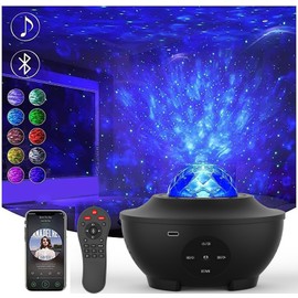 Star Projector, Ocean Wave Night Light Projector with Adjustable Lightness Remote Control Timer 10 Lighting Modes Built-in Music Speaker Galaxy Light for Kids Adult Bedroom Living Room