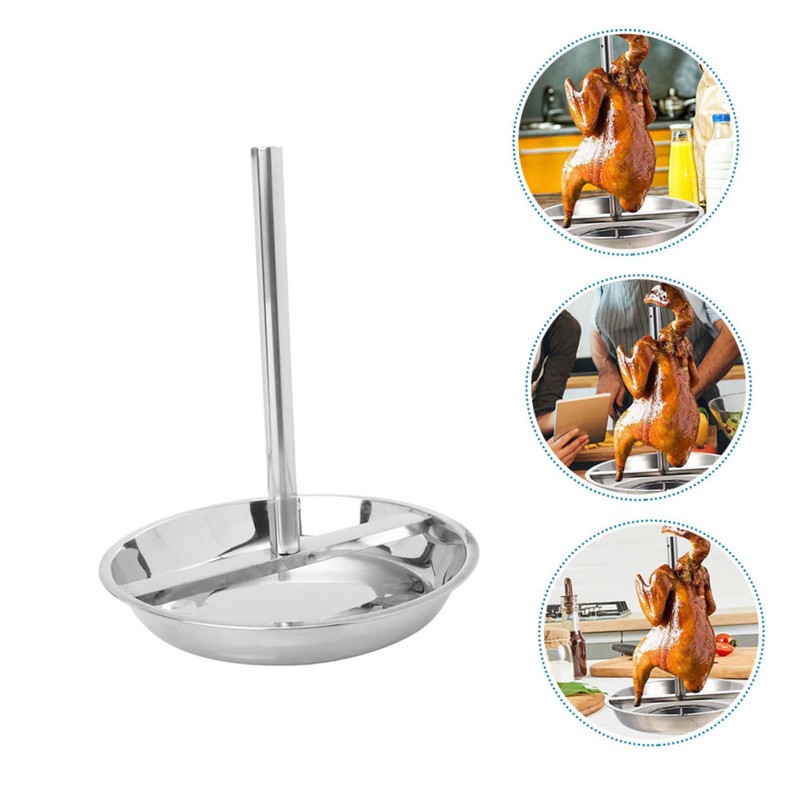 GRIRIW Stainless Steel Chicken Roaster Rack Ergonomic Design for Outdoor
