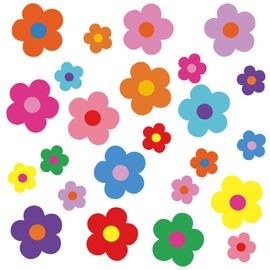 Marspark 72pcs Colorful Flower Bulletin Board Decoration Floral Spring Cut-Outs Accent 2 Sizes Paper Flowers Cutouts Floral Name Tag Label for Teacher Back to School Party Supplies(Rainbow Colors)