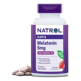 Natrol Sleep Melatonina 5mg 150 Tabletas Sabor Fresa - Producto Original de Alta Calidad, Entrega Rápida y Segura, Garantía Incluida                  