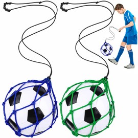TOBWOLF 2PCS Solo Soccer Ball Net, Football Practice Kick Bungee Trainer Juggling Net, Adjustable Locked Net Bungee Elastic Soccer Ball Net Kicker, Football Training Equipment for Youth Kicking Practi