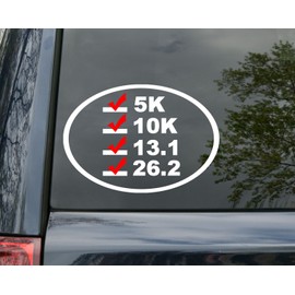 Minglewood Trading Runner's List 6.5" x 4.5" Vinyl Decal Sticker - 5K 10K Half Marathon 13.1 26.2 Run Running - White w/Red