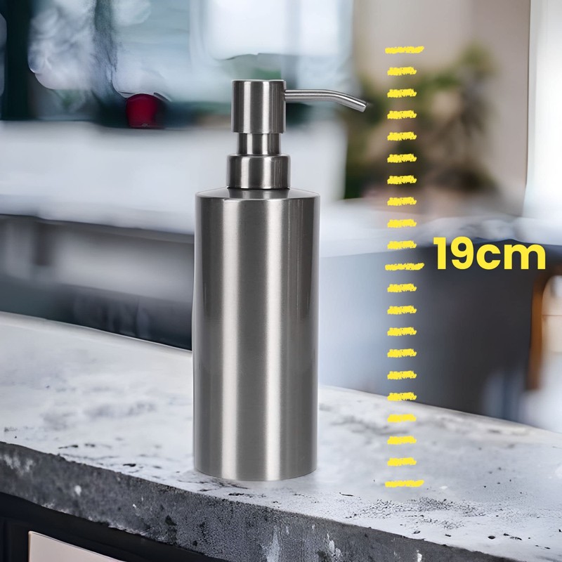 MIJOMA Stainless Steel Soap Dispenser, Dispenser for Liquid Soap, 350