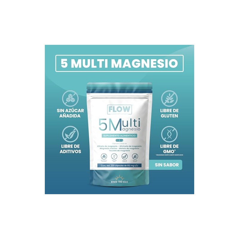 Flow Supplement | 5 MULTI MAGNESIO | 220 Cápsulas de