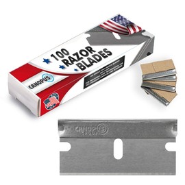 CANOPUS Single Edge Industrial Razor Blades, 100% Made in USA, Heavy Duty Straight Edge Razors, Box & Carton Cutter Replacement Blades, Glass & Paint Scraper Razor Blades (Box of 100)