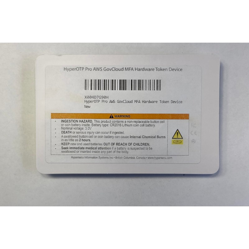 HyperOTP Pro AWS GovCloud MFA Hardware Token Device