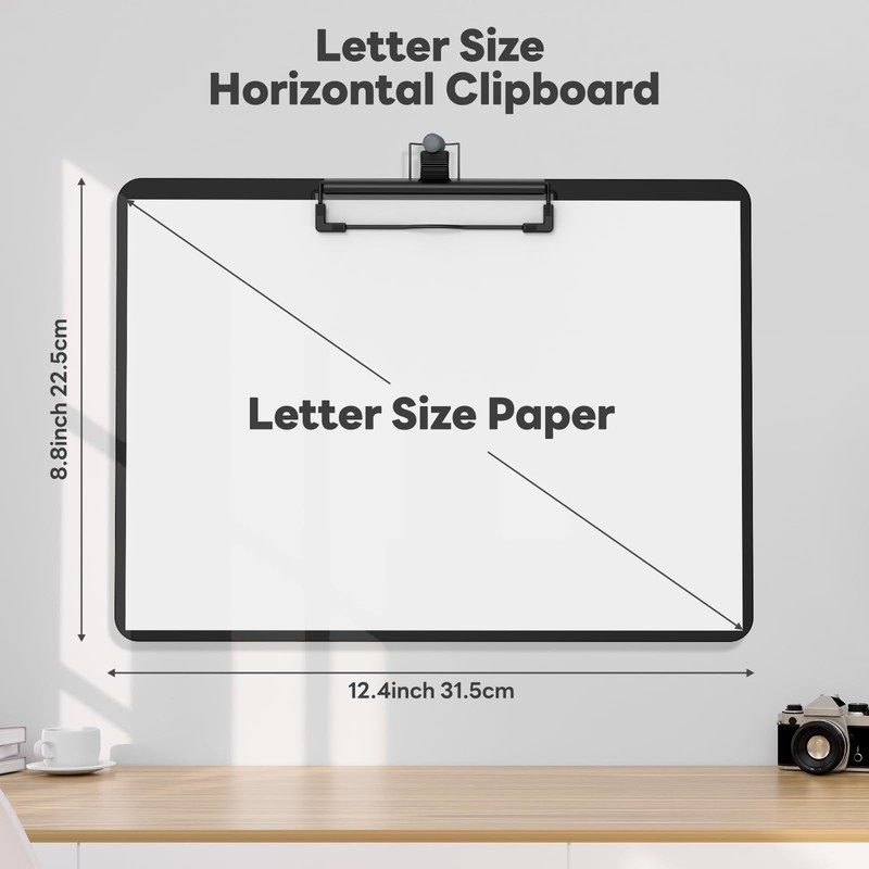 Juvealoe Horizontal Clipboard with Pen Holder, Black 8.5 x 11