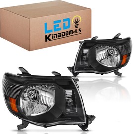 LEDKINGDOMUS Headlight Assembly, DOT-certified, Compatible with 2005-2011 Tacoma 05 06 07 08 09 10 11 Tacoma Pickup Truck Headlamp Replacement Pair Black Housing Amber Reflector Clear Lens