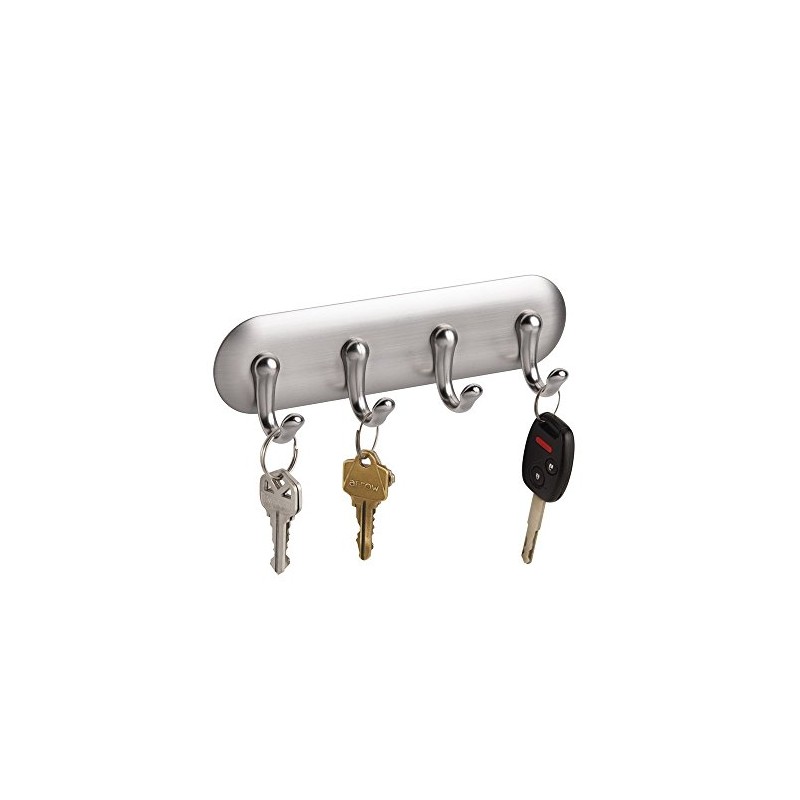 iDesign York BPA-Free Plastic AFFIXX Self-Adhesive 4-Hook Key Rack -