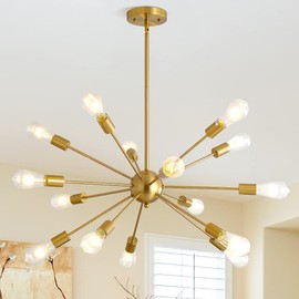 WFRDJSP Sputnik Chandeliers, Adjustable 15-Light Modern Chandelier, Anti-Rust Gold Light Fixture, Mid Century Chandelier Shades for Dining Room Hallway Foyer Bedroom and Living Room