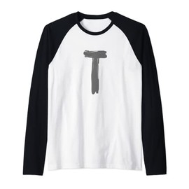 Creative Bold Dark Grey Letter T - Alphabet - Marker Design Raglan Baseball Tee
