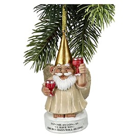 Pacific Giftware Garden Gnome Angel with Wine for Hanging, Christmas Tree Decoration Figure