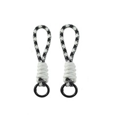 FFILL Colorful Braided Paracord Keychain, 12cm Length, Multi-Color Pack with Ring, Decorative Woven Rope Strap (black and white)