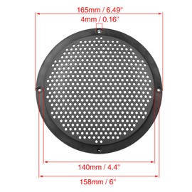 X AUTOHAUX 4pcs 6" Plastic Audio Speaker Cover Mesh Subwoofer Grill Horn Guard Decorative Circle Grille Protector Black for Cars