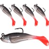 Fishing Lure Set,5 Pcs 8cm Soft Bait Head,Pre-Rigged Soft Lures,T