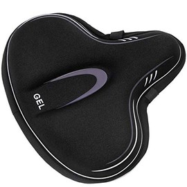 YBEKI Comfortable Men Women Bike Seat, Memory Cotton Filled Leather Wide Bicycle Saddle,Tail Lights,Non-Slip,Soft Breathable Double Spring Design Suitable for Most Bike.1 Year Warranty (Purple)