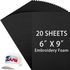 Innconee 20 Pcs 3mm Embroidery Foam 6 x 9 Inch EVA Foam Sheets Craft Foam for 3D Embroidery Arts and Crafts, DIY Projects, Hand Sewing, Quilting, Hats, Cosplay Costumes, Pillows, Bags (Black)