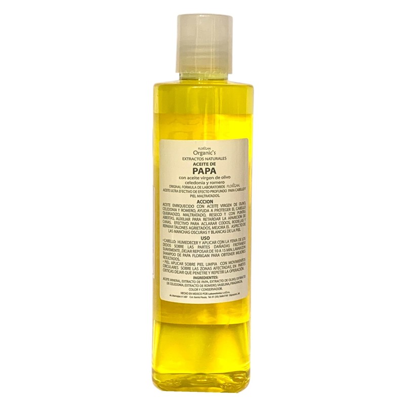 Aceite de Papa Orgánico con Aceite Virgen de Olivo, Celedonia