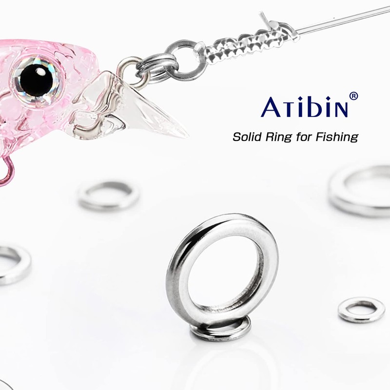 Atibin Fishing Flat Lures Solid Ring Fishing Jigging Stainless Steel