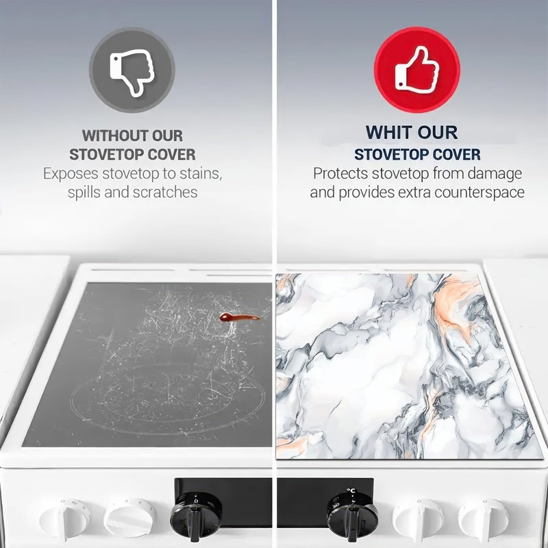 HOMETITUTE Stove Top Cover Diatomite Mat 28x20 Inch Marble Stovetop