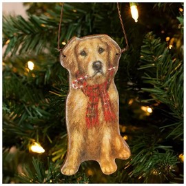 Golden Retriever with Christmas Scarf Ornament