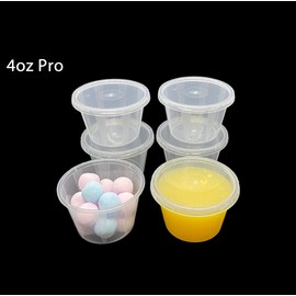 50 x 4oz | Round Food Containers | Lids Sauce Pots | Plastic Pots with Seperate Lids | Sauce Cups Take Away | Deli Pots | ICE Cream Tubs | BPA Free (50, 4oz)