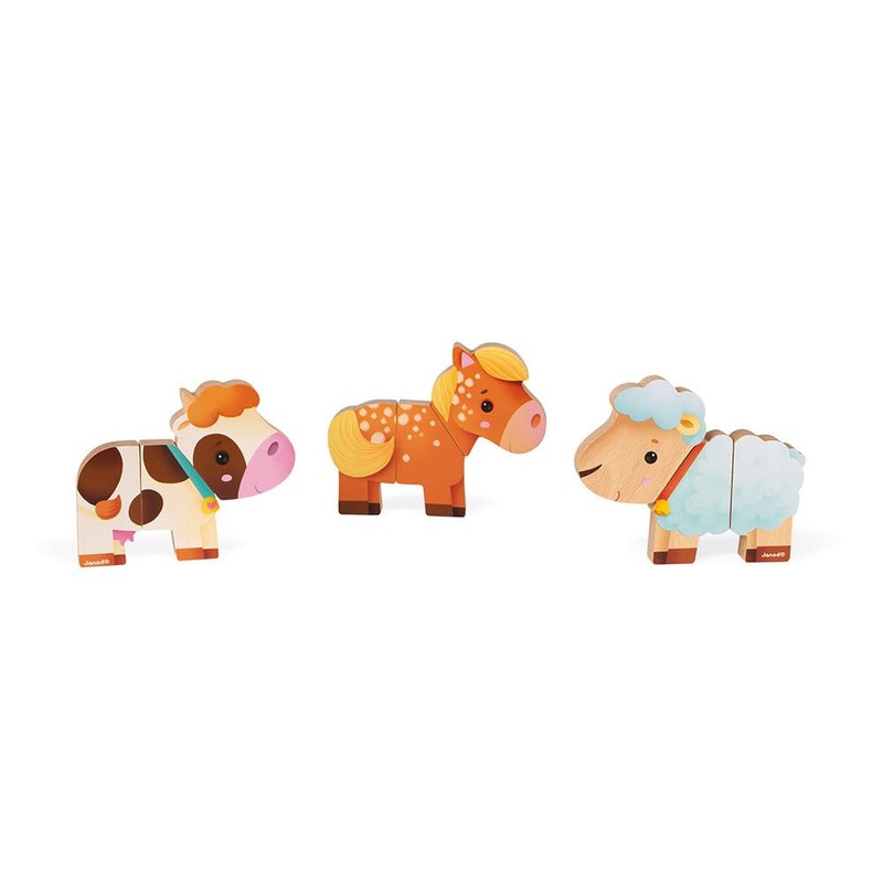 Janod - Funny Farm Animals Magnets - Wooden Magnetic Early