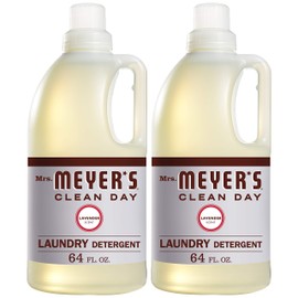 Mrs. Meyer's Liquid Laundry Detergent, Cruelty Free and Biodegradable Formula Infused with Essential Oils, Lavender Scent, 64 oz - Pack of 2 (128 Loads)