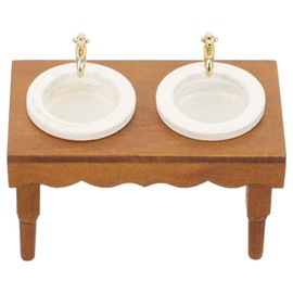 1/12 Dollhouse Scale Basin Sink,Mini House Bathroom Furniture Sink, Bathroom Scene Prop Bathroom Kitchen Decoration Home Decor Mini Cabinet Adornments Sink Wooden
