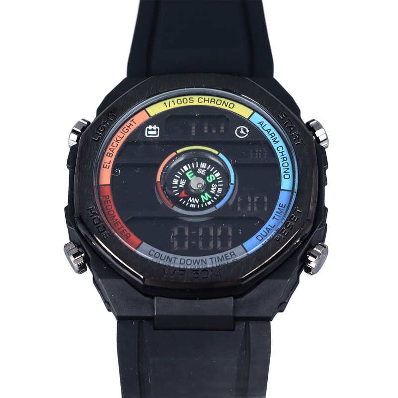 Outdoor Sports Electronic Watch Multifunctional Stylish Pedometer Compass Luminous Waterproof