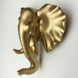 MYRU Set of 3 Elephant Head Giraffe Head and Rhino Head Wall Hooks/Hangers Animal Shaped Coat Hat Hooks (Gold)