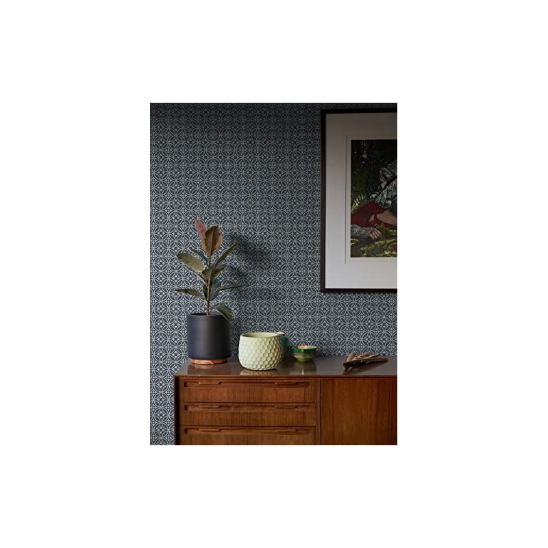A-Street Prints Larsson Indigo Ogee Wallpaper