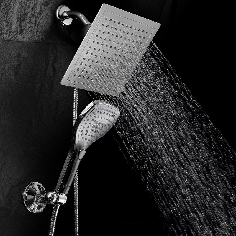 Dream Spa Ultra-Luxury 9" Rainfall Shower Head/Handheld Combo. Convenient Push-Button