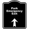 Park Emergency Exit Black Sign Arrow Up Aluminum Composite Sign