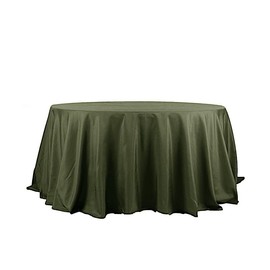132 inch Olive Green Round Polyester Tablecloth Fabric Table Cover Linens | 132" Washable Fabric Table Cloth Covers for Birthday Party Wedding Reception Buffet Events Catering Dining Kitchen Dining