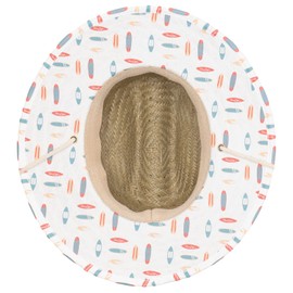 Panama Jack Kids Sun Hat - Straw Lifeguard, Surfboard Print Underbrim, UPF (SPF) 50+ UVA/UVB Sun Protection, 3 1/4" Brim (Cream)