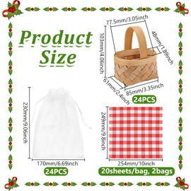 INTERWARM 24Sets Mini Woven Baskets with Handles Bulk, Mini Picnic Baskets