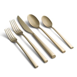 Cambridge Toya Champagne Satin Piece Flatware Set, 20 Count, No Color