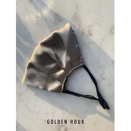 GOLDEN HOUR Silk Satin Face Mask | Sensitive Skin Face Mask | Hypoallergenic Face Mask | Adjustable Face Mask | Silk Face Mask Washable UK (Single, Latte)
