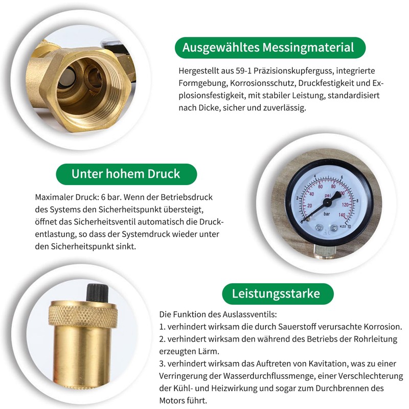 Boiler Safety Group Brass Hot Water Tank Connection Group and