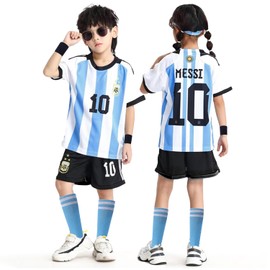NUHEXRY 6 PCS Camiseta de Fútbol para Niños, Ropa Deportiva de Fútbol para Jóvenes, Playera de fútbol para Fanáticos de Los Deportes, Pantalones Cortos, Calcetines para Niños y Niñas