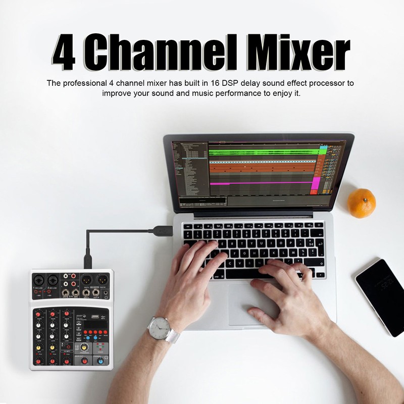 BMG‑04D 4 Channel Mixer 48V Phantom Power Stereo Recording 4