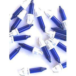 2.5 Volt Replacement Mini Light Bulbs - 100 Blue Bulbs on White Bases - Christmas