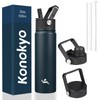 Konokyo 22oz Stainless Steel Bottles with 3 Lids Sport Insulated