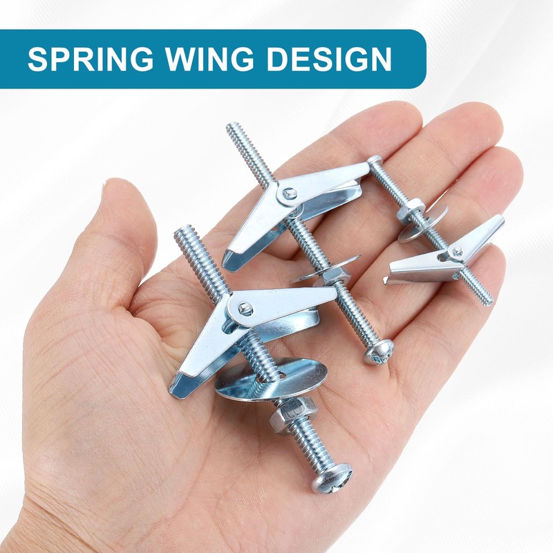 sourcing map Toggle Bolt Wing Nut Assortment Kit, 100 Sets