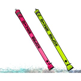 Aquatic Hunt 6ft Safety Sausage/Surface Marker Buoy (SMB) – 6ft x 6in High-Visibility Buoy with Reflective Tape, Easy Empty Dump Valve, 2-Way Fill, 20 lb Lift Capacity (Pink)