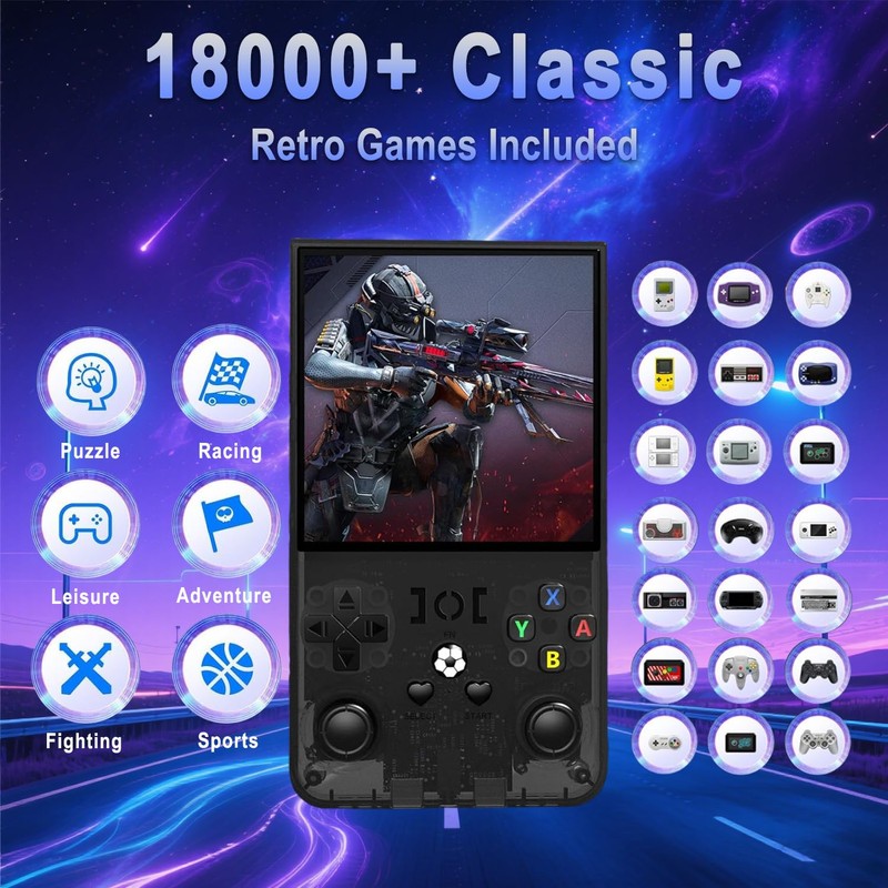 R36MAX Retro Handheld Game Console, 18000+ HD Games Mini Retro
