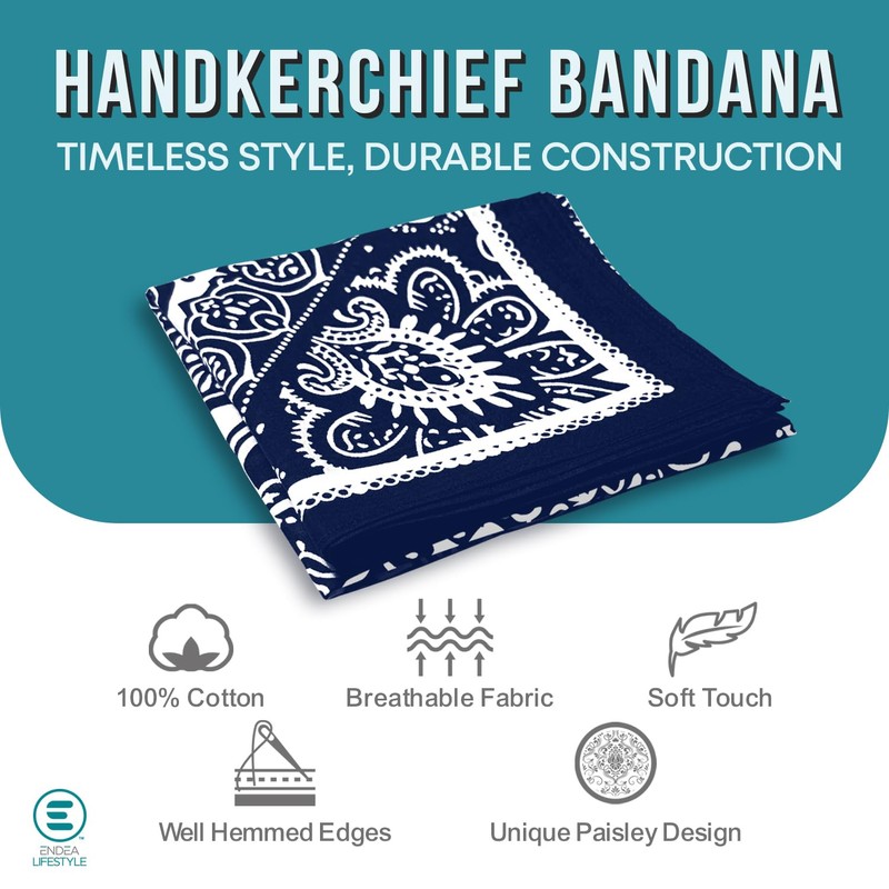 Endea Group All-Gender Bandana Multi-Purpose Headband, Handkerchief, Head Wrap, Scarf,