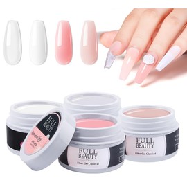 Gel for Gel Nails HOUSN Nail Glue Gel, 4 Basic Colours Builder Nail Gels Nail Set Clear White Nudes Pink Nail Strengths - Nude Cover - UV Gel for Nail Extension and Modelling - Nail Art Gel Nail